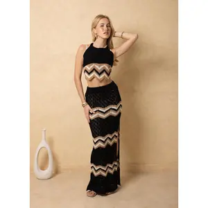 'Luna' Crochet Chevron Maxi Skirt