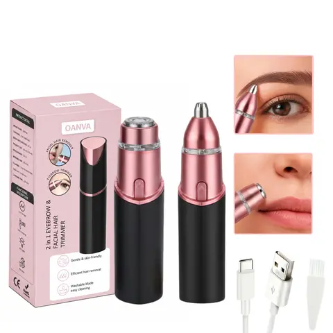 OANVA Women's 2-in-1 Painless Eyebrow & Facial Hair Remover - Multifunctional Hair Shaver, Cordless Rechargeable Shaver Machine, Trimmer & Shaving Machine, Home Use Adult Groomer with Charger