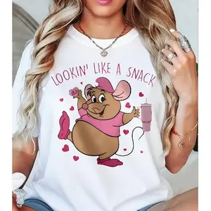 Playful "Lookin' Like A Snack" Mouse Graphic Tee - Cute Rodent Print Casual Top