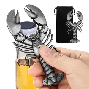 Shrimp Shape Metal Handle Bottle Opener with Storage Bag, Unique Design Kitchen Tool, Durable and Stylish Drink Accessory, Bottle Cap Opener