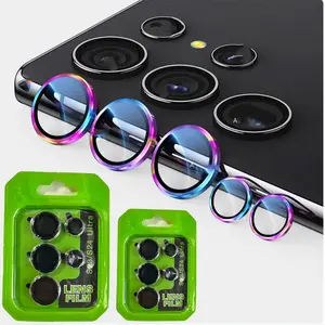 Metal Full Coverage Phone Lens Film for Samsung S25 Ultra/s24/s23/s22, Rear Camera Protection, Tempered Glass HD Lens Sticker