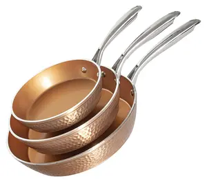 Gotham Steel Hammered 3 Piece Nonstick CeramicFrying Pan Set