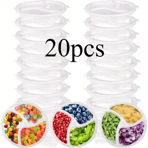 Reusable 3-Grid Storage Containers Set with Lids, Food Storage Container, Small Dip Cups for Snacks & Condiments, Ideal for Meal Prep, Picnics, Parties