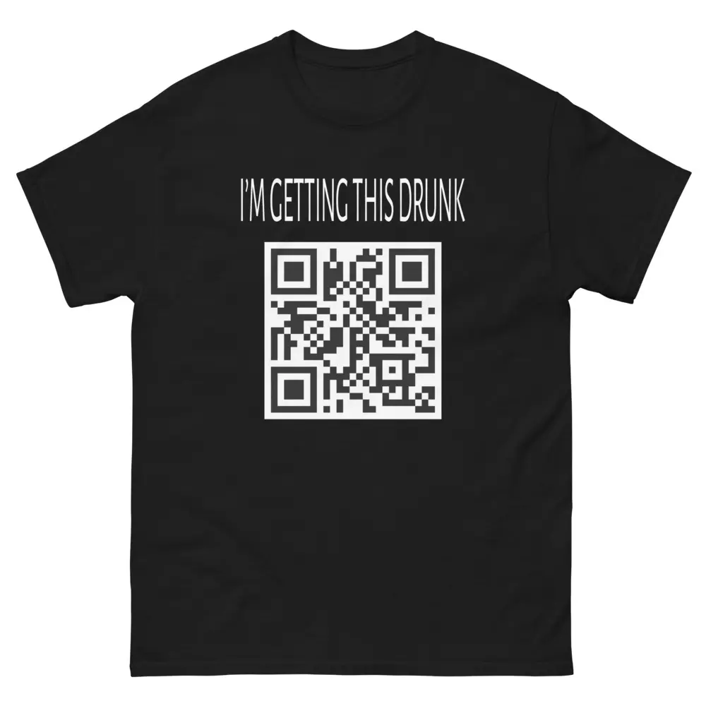 Unisex QR Code Graphic T-Shirt, 100% Cotton Streetwear Tee with Round Neck and Short Sleeves, Funny Gag Gift for Bar Parties