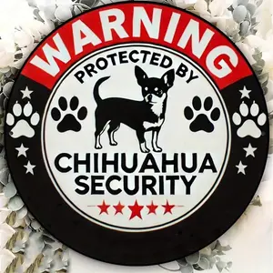8*8 Inch Round Warning Sign – Durable Metal Plaque with Foil Engraving for Wall Art, Room, Home, Restaurant, Bar, Café, Garage Decoration – 1 Pack