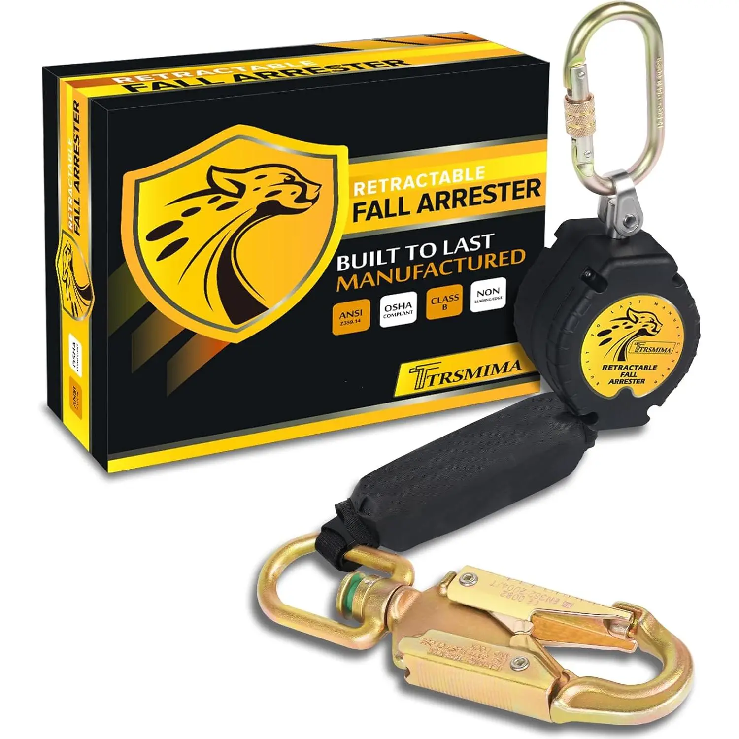 Fall Protection Retractable Lanyard - 6FT Construction Self-Retracting Lanyard Fall Arrest Safety Roofing Leading Positioning ANSI OSHA Class B
