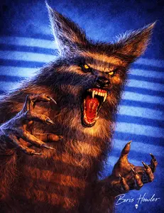 Boris Howler THE HOWLING werewolf 8.5X11 Art Print SIGNED CULT HORROR CLASSIC