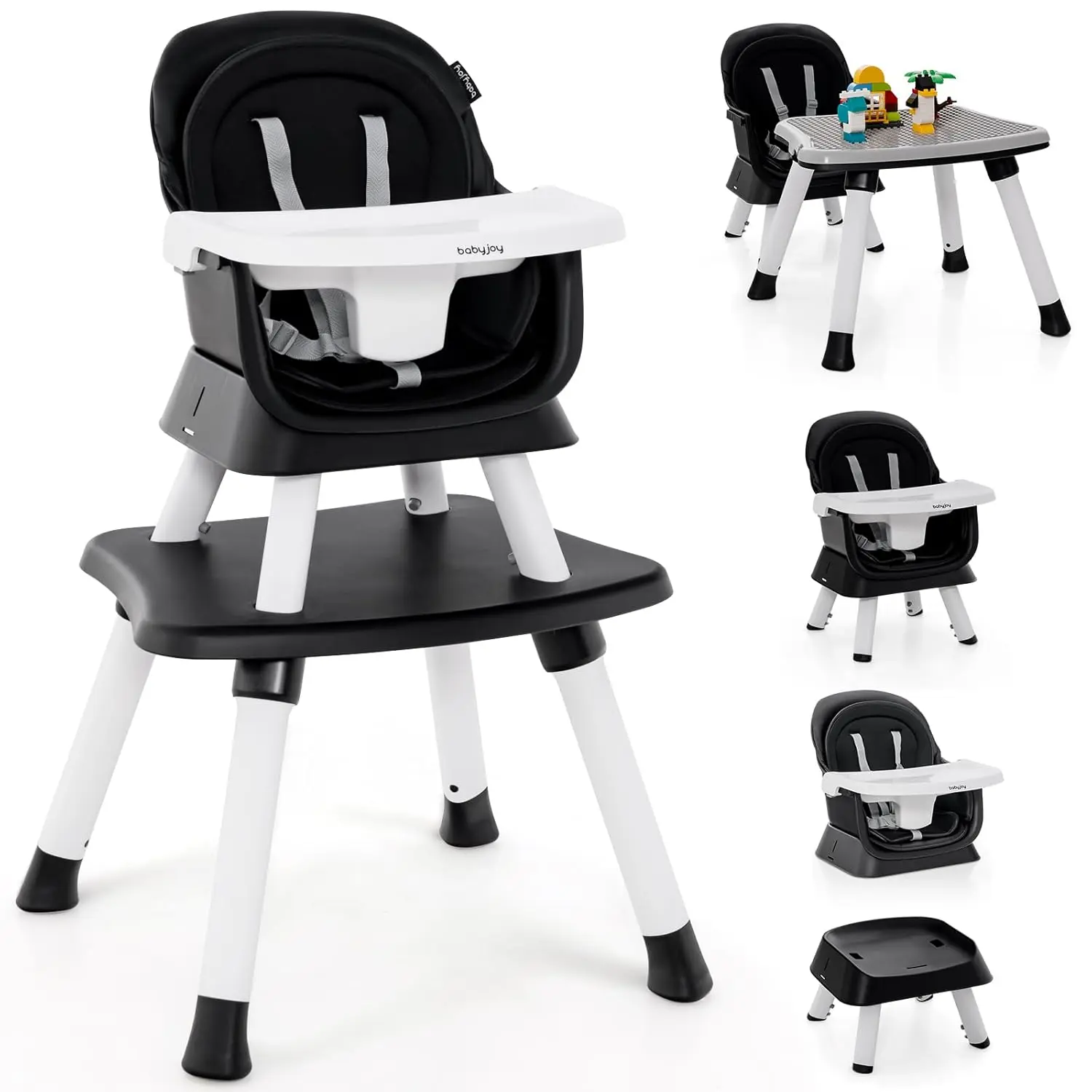 Baby High Chair, Convertible Highchair for Babies & Toddlers | Booster Seat | Table and Chair Set | Infant Feeding Chair with Safety Harness, Removable Tray,Christmas Festival Gift