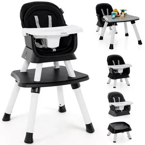 Baby High Chair, Convertible Highchair for Babies & Toddlers | Booster Seat | Table and Chair Set | Infant Feeding Chair with Safety Harness, Removable Tray,Christmas Festival Gift