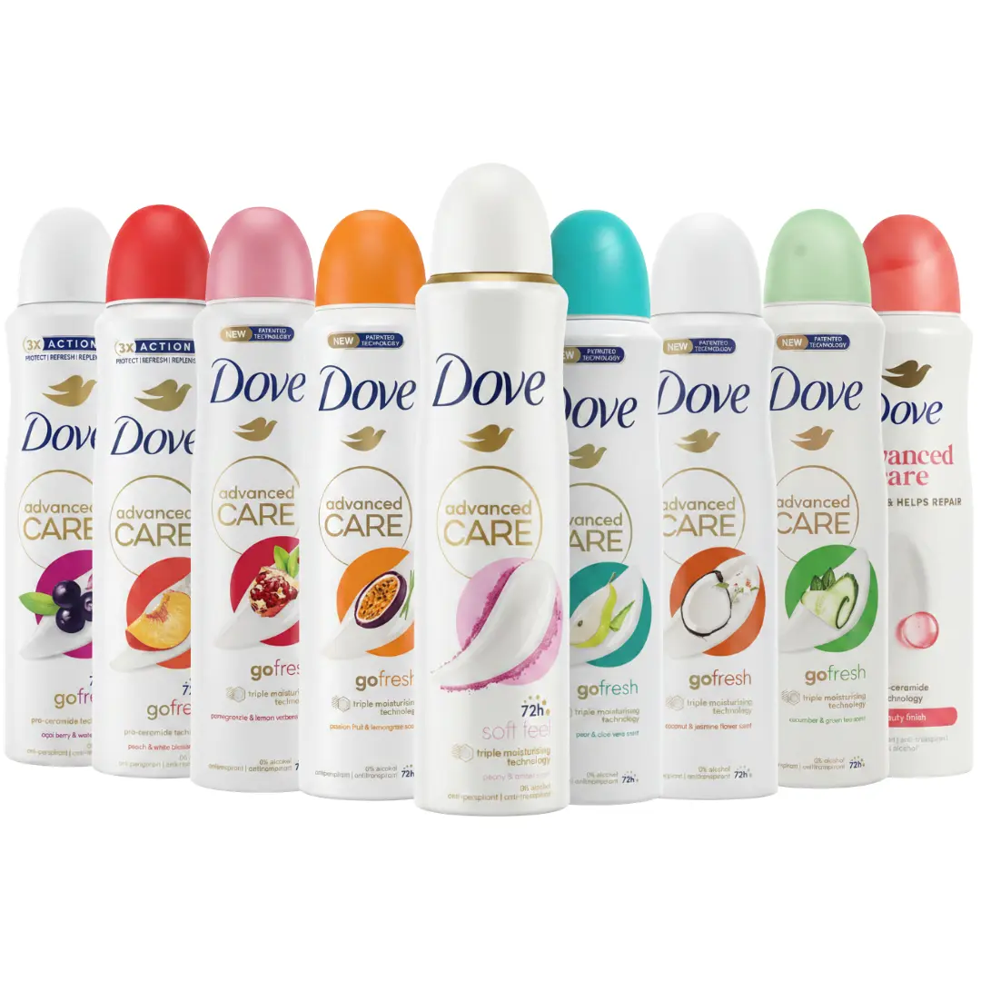 Dove Women's Antiperspirant Deodorant Spray 12-Pack Variety Mix 150mL Each | Random Assortment