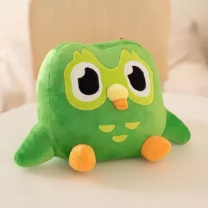 22cm Lovely Green Duo Plushie of Duo The Owl Cartoon Anime Duolingo Owl Plush Toy Soft Stuffed Animal Plushie Kids Birthday Gift