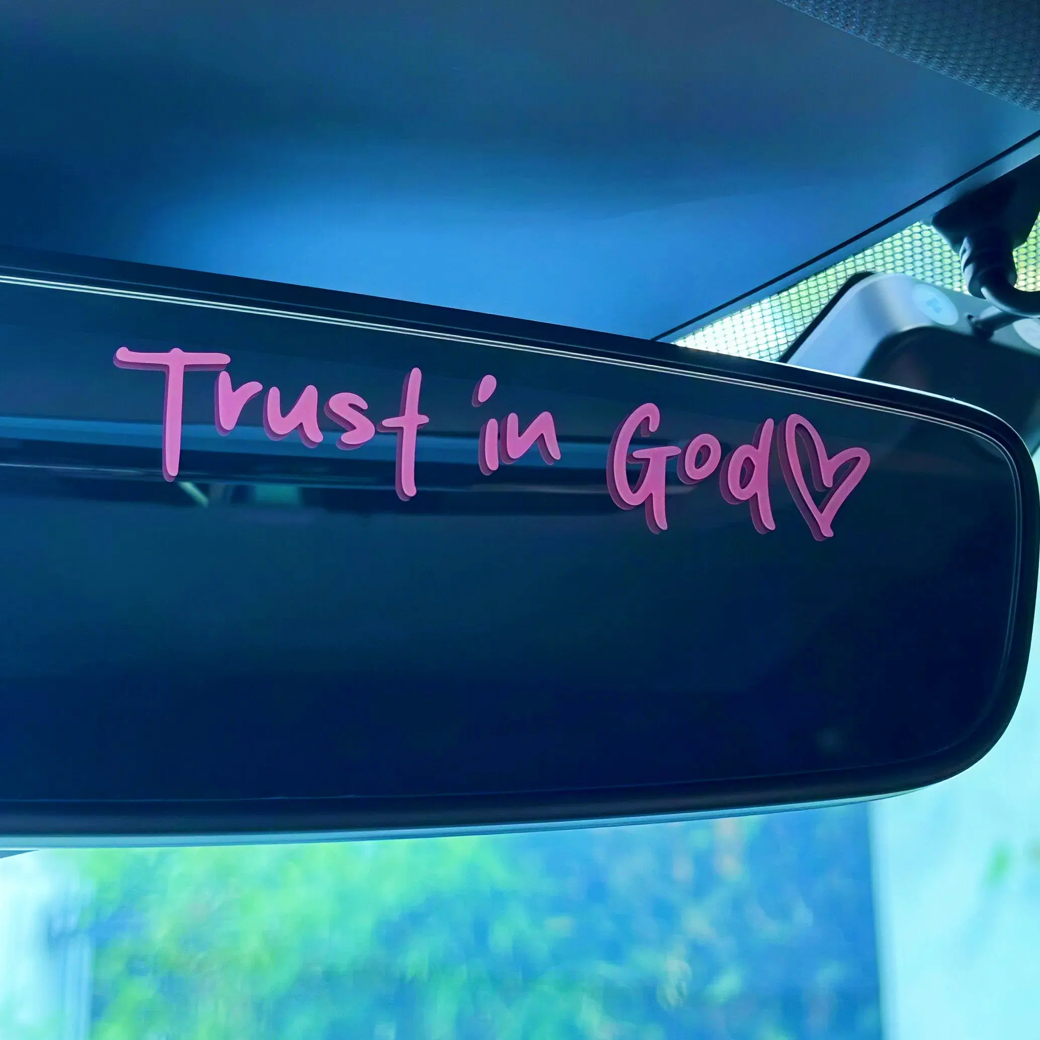3PCS Trust in God Car Sticker, Car Rearview Mirror Decal, Inspirational Vinyl Sticker, Ideal Christian Gift  (black+white+pink)