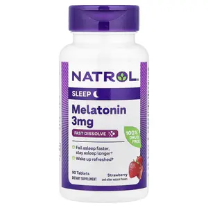 Natrol Melatonin, Fast Dissolve, Strawberry, 3 mg, 90 Tablets