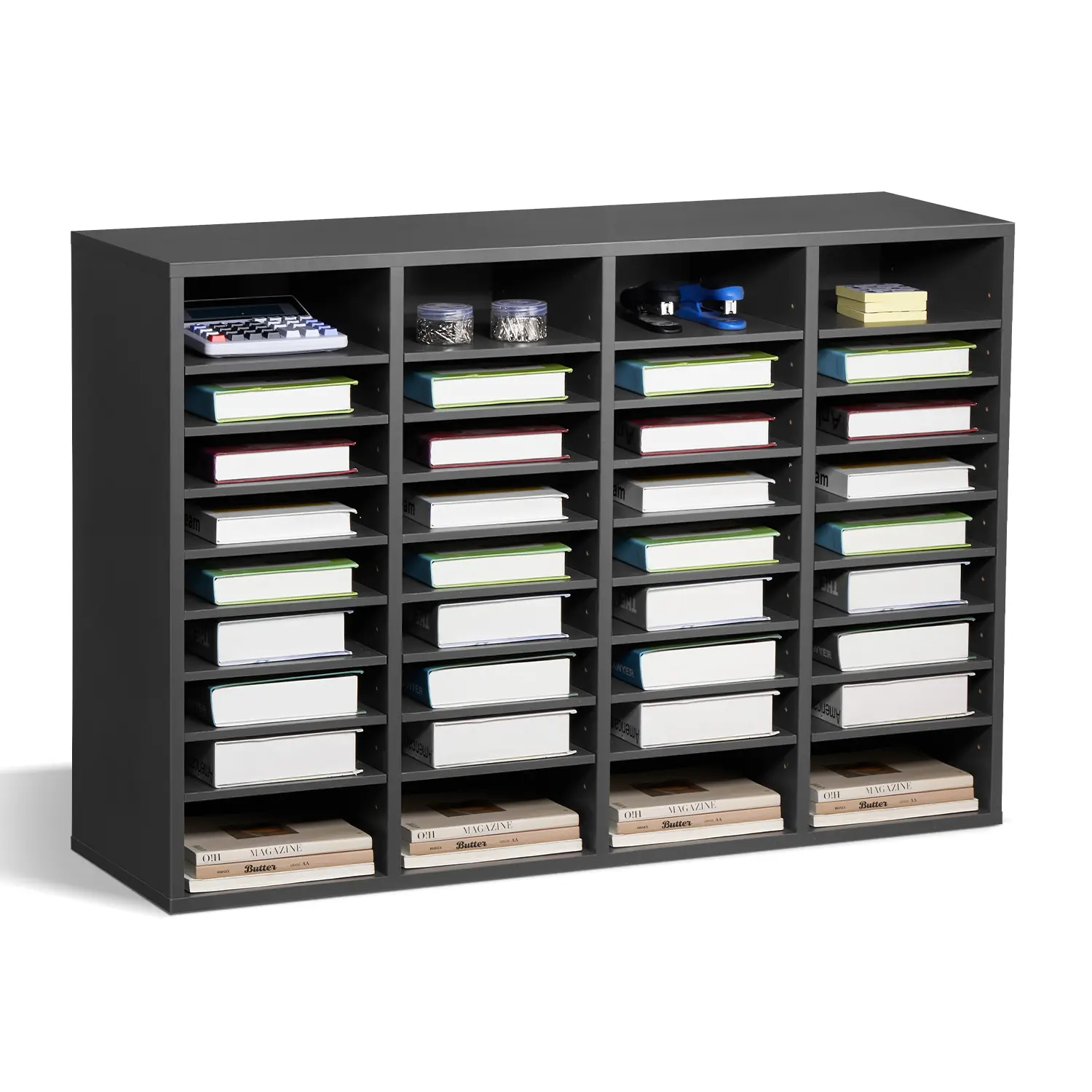 VEVOR 36-Compartment MDF/P2 Board Wooden Literature Organizer, EPA Certified Office Mailbox with Adjustable Shelf Height, 22 lbs per Shelf, 500 Sheets Capacity, 9.2x11.1x2.2 In File Sorting Storage, Easy to Clean, Ideal for Office, Classroom, Grey