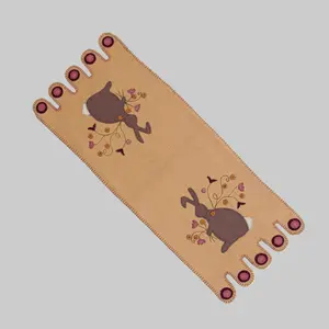Bunny Table Runner - Brown with Decorative Black Bunny and Twig Design, Ideal for Table Use