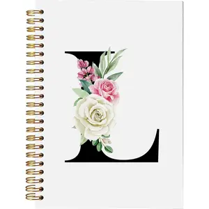 Floral Monogrammed L Spiral Notebooks - Initial Letter L Hardcover Journals, Cute Custom Hardcover Notebook Journal for Writing, Customized Monogram Personalized Gifts for Women/Girls/Teachers