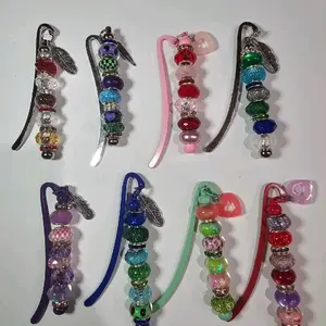 Beaded Bookmark - Assorted Beads in Various Colors, Includes Metal Clip, Perfect for Bookmarking