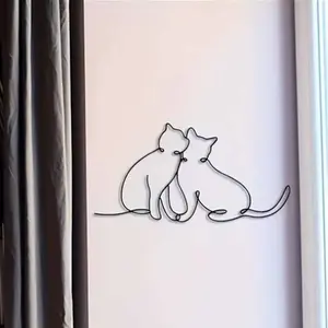 Cat Silhouette Wall Art, 1 Count Cat Line Art Wall Decor, Art Wall Decoration, Animal Design Wall Hanging Decor for Home Living Room Bedroom, Ideal Housewarming Gift, Poster