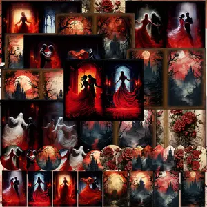 58pieces(12papers+46stickers) Gothic Castle Junk Journal Paper Set, Perfect for Mini Gift Packaging, Junk Journals, Arts Crafts, Scrapbooking Supplies, Scrapbook Page, Background Pad, Junk Journal Kits, Halloween, Holiday Decorations, Sticker Packs