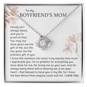 To My Boyfriend'S Mom - Dna Isn'T Family - Meaningful Second Mom Present, Bf Mom Birthday Gift, Mothers Day Necklace, Mother's day Gift Necklace With Meaningful Message Card Inside
