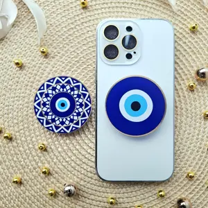 Blue Gold Evil Eye Magnetic Phone Grip Holder, Acrylic Accessory, Magsafe Pop Socket Accessories
