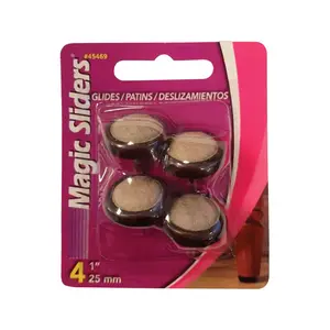 Magic Sliders  1 x 1 in. Beige & Black Carpet Based Slide Glides - 4 per Pack & Pack of 6