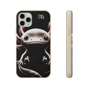 AXO Eco-Friendly Phone Case for iPhone & Samsung - Biodegradable Impact-Absorbing Protection Magsafe Compatible Matte Finish with Precise Cutouts Vibrant Axolotl Design