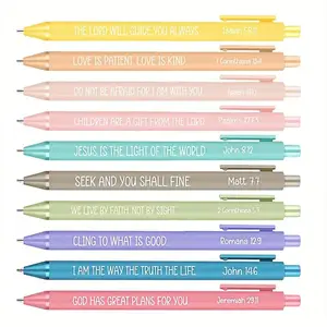 Christian Pens, Aesthetic Pens, 10pcs/set Bible Verses Grease Pencil, Inspirational Back To School Gift Supplies, Christian Gifts & Student Office