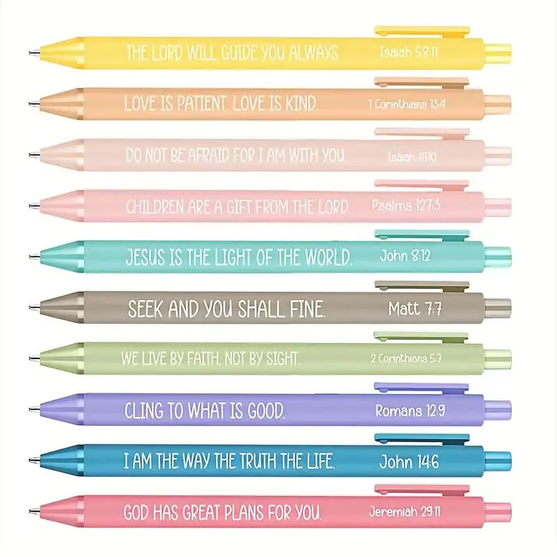 Christian Pens, Aesthetic Pens, 10pcs/set Bible Verses Grease Pencil, Inspirational Back To School Gift Supplies, Christian Gifts & Student Office, Writing Stationery