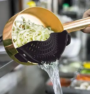Silicone Strainer for Pots and Pans, Pasta Strainer, Food Strainer for Meat, Vegetables, Fruit, Gray, Fits all, ( Stain 1 )