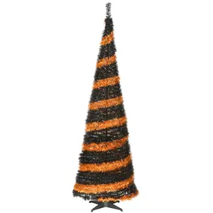 7.5 ft. Halloween Black and Orange Tinsel Tree