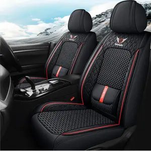 1 Front Seat Deluxe 3D Ice Silk Leather Car Seat Cover with Lumbar Support Waterproof Breathable Universal Fit, Car Seat Covers Front Seats