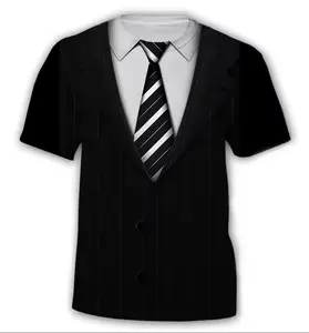 Realistic Suit Tuxedo 3D Print Pattern T-Shirts Men Short Sleeve Casual Fashion T-shirt Breathable Streetwear Tshirt, XS-5XL