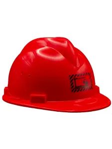 Deluxe Red V-Shaped Construction Helmet With Adjustable Headband