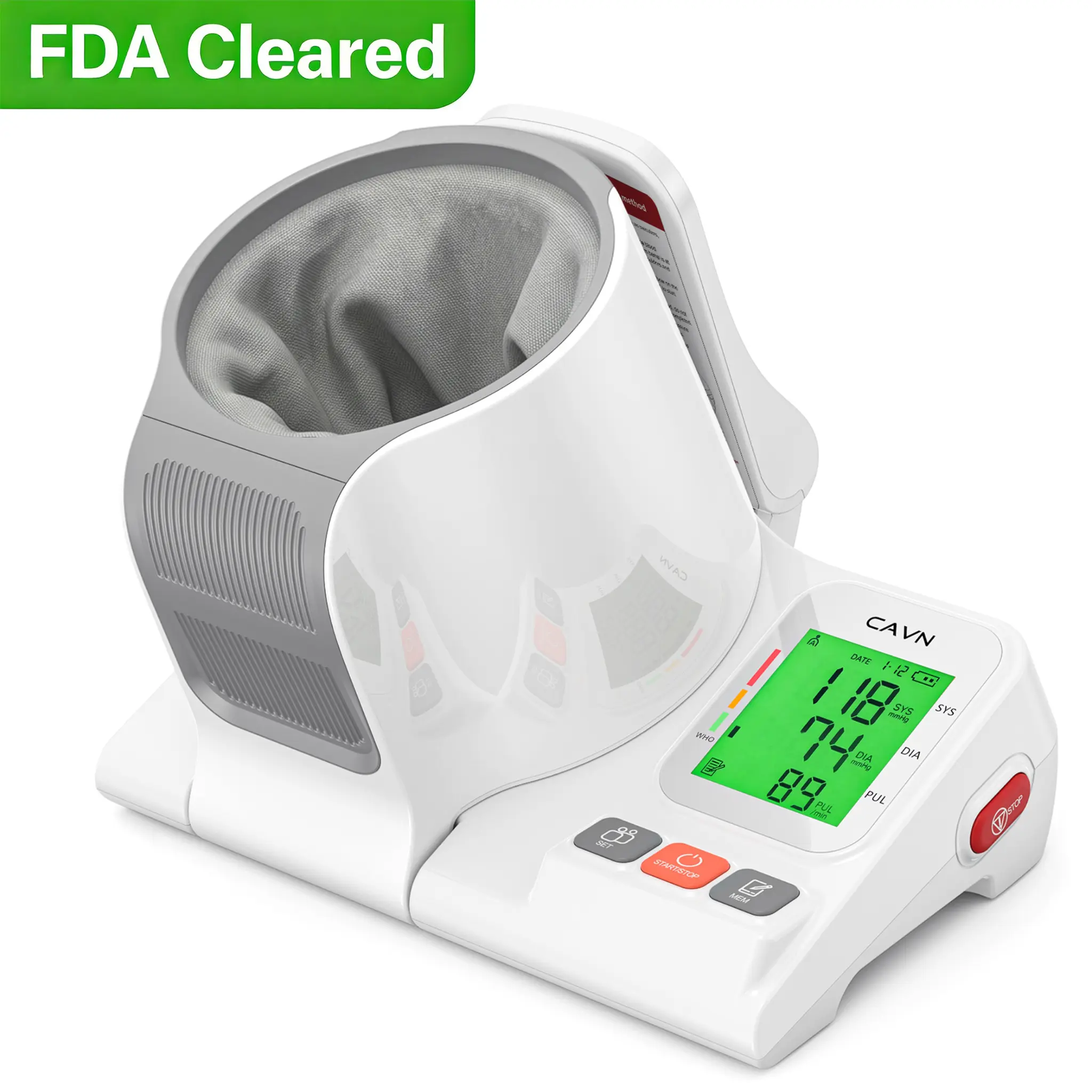 CAVN 2026 Blood Pressure Monitor, FSA/HSA Eligible One-Touch Operation Upper Arm BP Monitor for Home Use, Large LED Display & 3-Color Backlight, Large Cuff (7.1"-16.5") Cylindrical Arm Design summerwins
