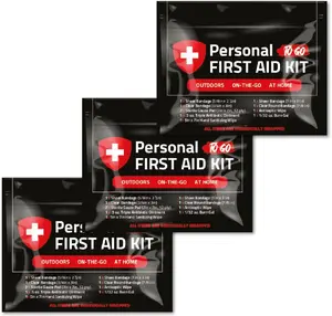 3 x Portable Travel Size First Aid Kit (Black)