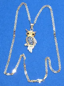 Owl pendant necklace Marnier Chain 23.3-inch 17.6 grams copper gold plated