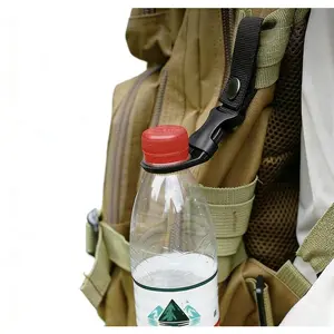 Tactical nylon drink bottle strap with multifunctional carabiner, portable water bottle clip, mineral water bottle holder for camping