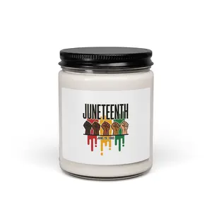 Juneteenth Raised Fists Colorful Decorative Soy Candle - Pan-African Colors, 1865 Freedom Memorial, Glass Aroma Decor, Fresh Scent, Colorful Decorative Candles