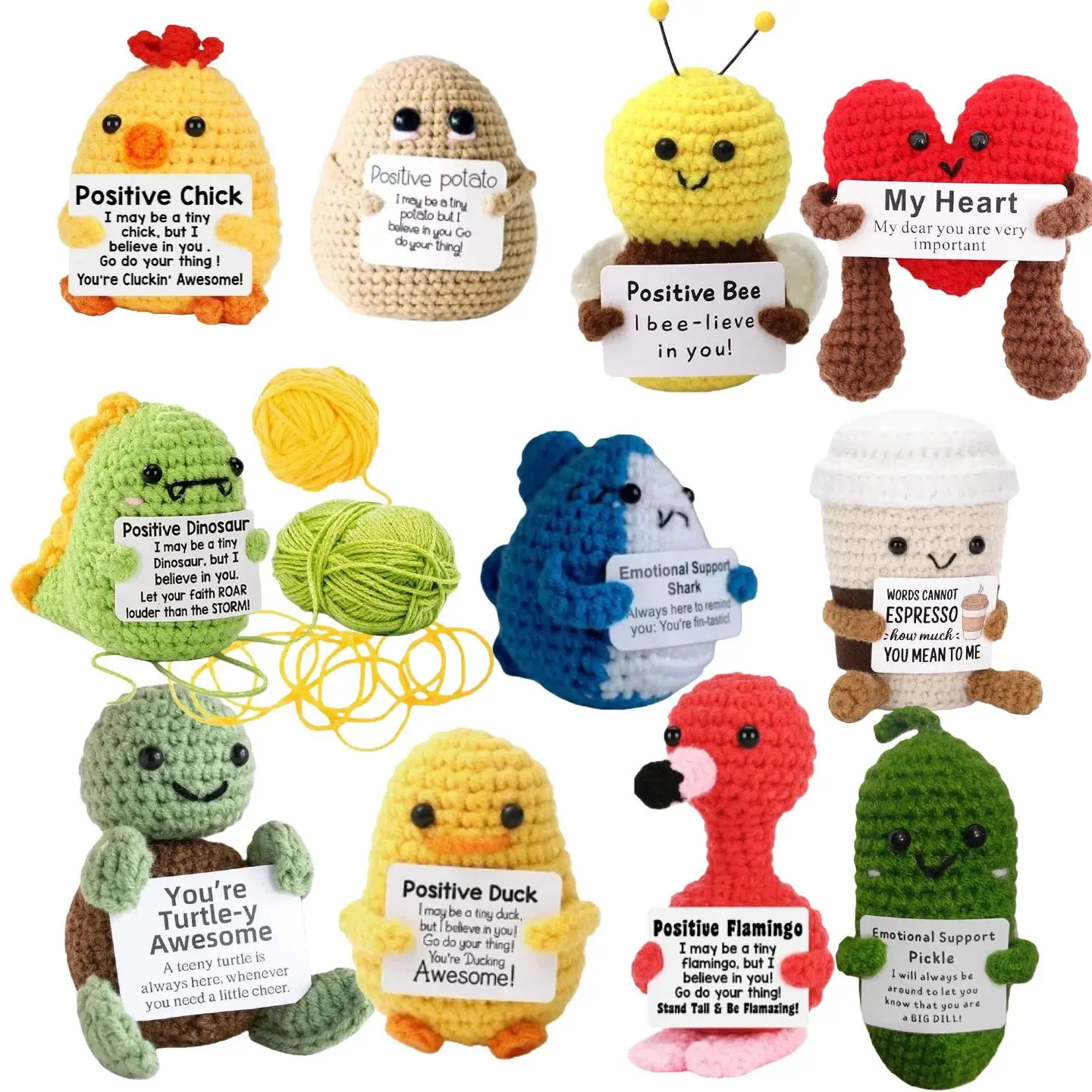 Positive Energy Potatoes Hug Pocket Doll With Card Handmade Plush Wool Knitting Doll Christmas Gift Home Room Decoration Gift