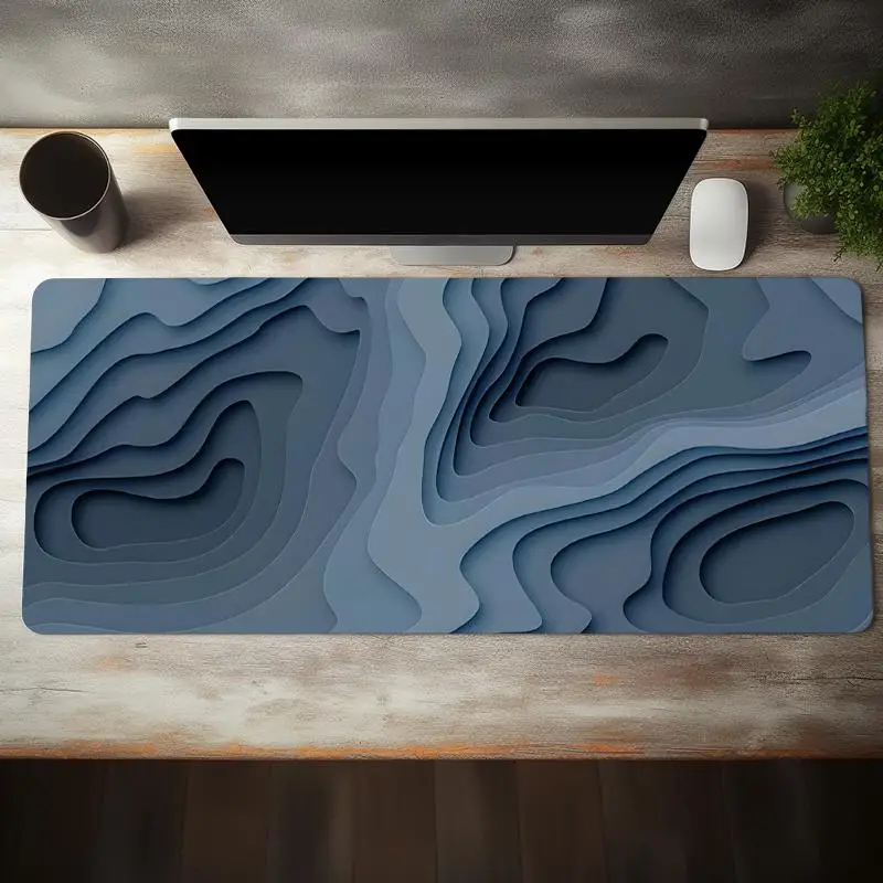 Wave Pattern Design Large Gaming Mouse Pad, 1 Count Non-slip Rubber Base Mouse Mat, Desk Pad for Laptop, Office Desk Accessories for Home Office Game