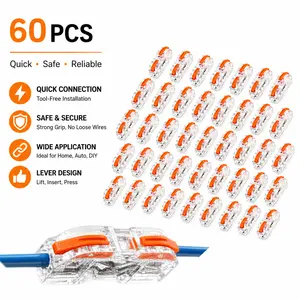 No-Solder Quick Connect Wire Connectors, Lever Nut Splice Connectors for 28-12 AWG Wires, High-Temperature Resistant Electrical Connectors for LED Strips, Car Audio, Home Repairs, 25A 300V, Compact & Safe