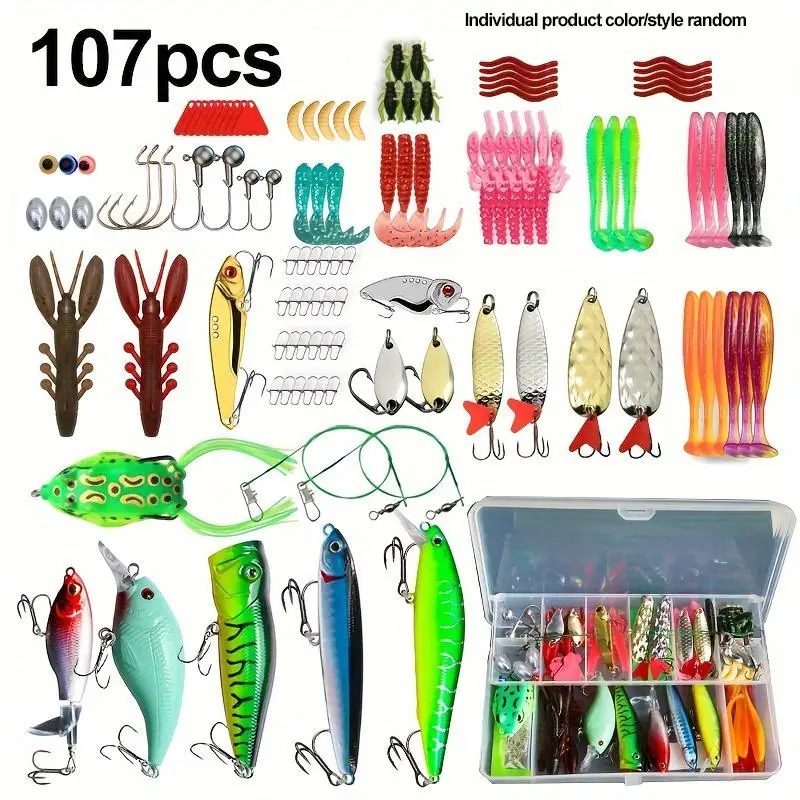 Fishing Lure Set, Fishing Lures with Hooks, Multifunctional Fishing Accessories for Sea Freshwater Lakes Streams, Outdoor Tackle Accessories, Valentin