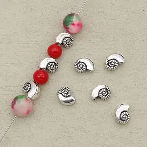 20pcs Vintage Silver Color Mini Seashell Charms, 6mm Beads for DIY Jewelry Making, Bracelet Necklace Accessories, Craft Supplies