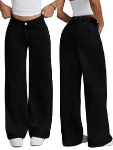 Girls Street Style High Waist Wide Leg Denim Jeans Streetwear, New 2026 Vintage Washed Basic Versatile Youth Spring Summer Pants
