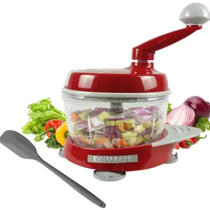 Multi-function Manual Food Processor & Vegetable Chopper, Quick & Easy-to-Clean, Mixer & Blender for Salad, Onion & More (8 in 1, Red) Stainless Steel rotary  cheese