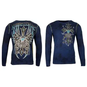 Xtreme Couture by AFFLICTION Men's THERMAL T-Shirt BRONZE ARMS CROSS Biker