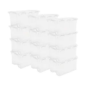 Sterilite 48 Qt Hinged Lid Storage Box Plastic Stackable Bin with Lid, 12 Pack