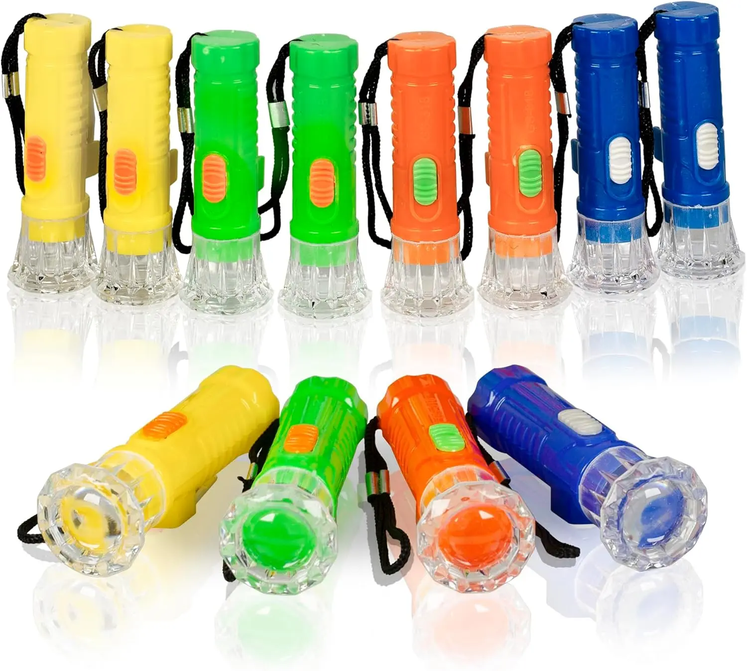 30pcs Bulk Pack Pocket Size Mini LED Flashlights - 3.5in Plastic Body Unisex Flashlights with Lanyards, Assorted Colors, Kids Party Favors, Goody Bag Fillers, Flashlight, Halloween Treats