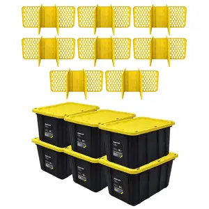 Ramtuff 6 Pack Stackable Storage Container and ORGANIZE-IT! 8 Pack Tote Dividers